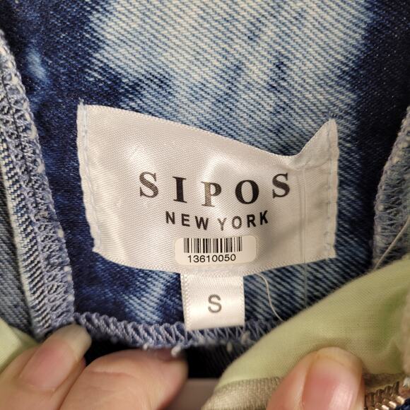 Samantha Sipos Zinna Acid Wash Hooded Denim Jacket Size Small 90s retro grunge - Picture 3 of 9